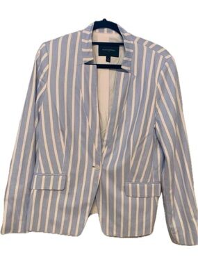 Banana Republic Striped Blazer 14 Blue White Coastal Chic Tailored Summer Layer